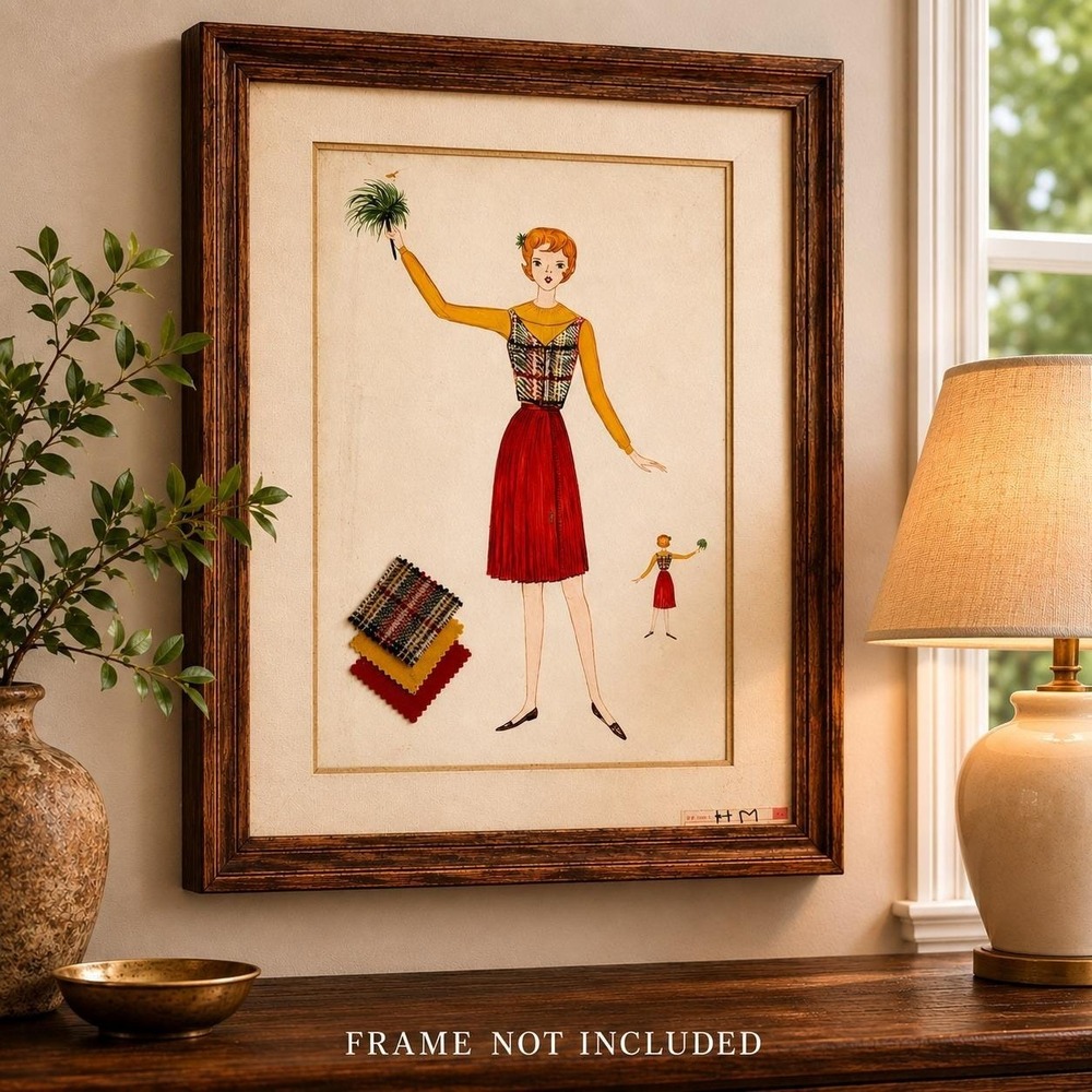 1963 Scholastic Art Fashion Illustration - Fabric Swatches - Ohio H.M. Award